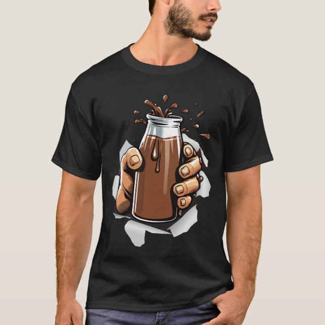 divertido vaso de leche achocolatada  t shirt (Framsida)