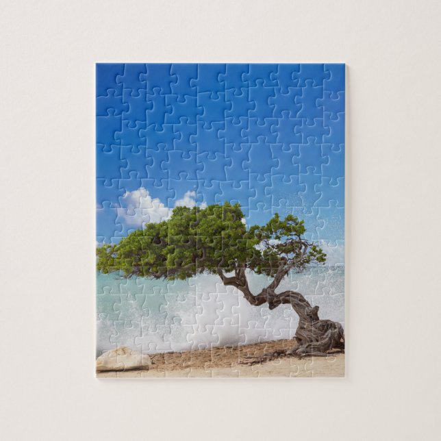 Divi Divi-träd, Eagle Beach, Aruba, Karibien Pussel (Vertikal)