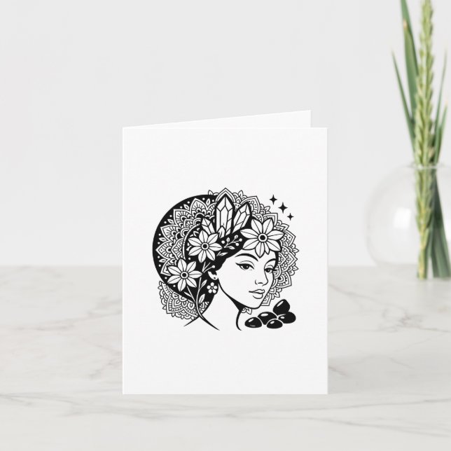 Divin Feminina Mandala Blommig Kristall Inbjudan (Framsida)