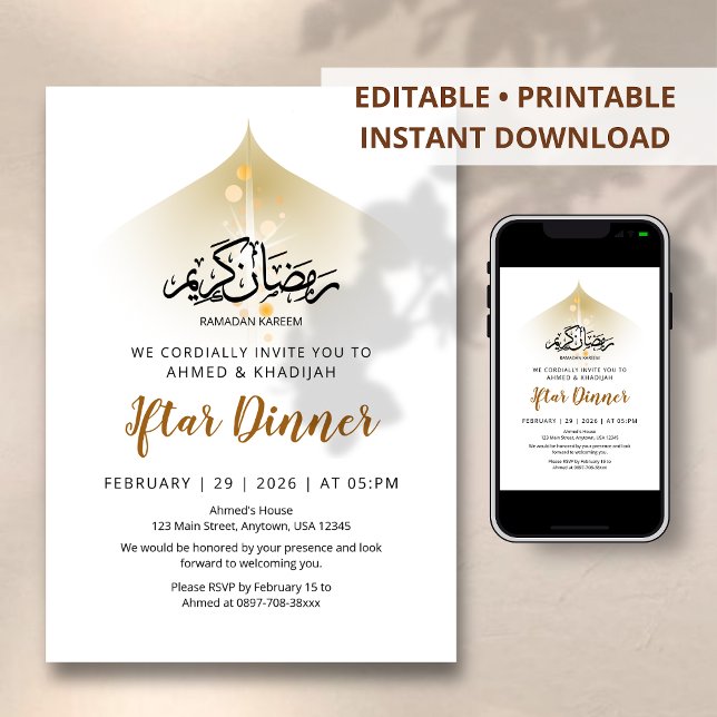 Divin ljus & himmelsk glöd Iftar-middag Inbjudningar (Skapare uppladdad)