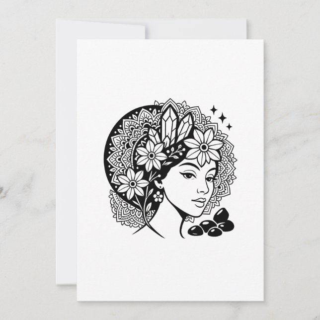 Divina Feminina Mandala Blommig Kristall Inbjudan (Framsida)