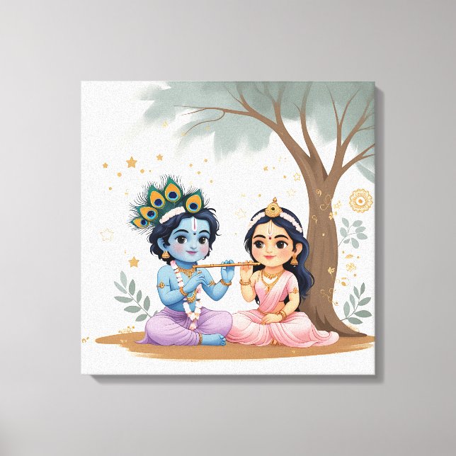Divina Radha Krishna Canvastryck | Andlig (Framsida)