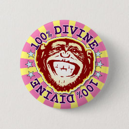 Divine 100% Funny Funky Monkey Badge Knapp