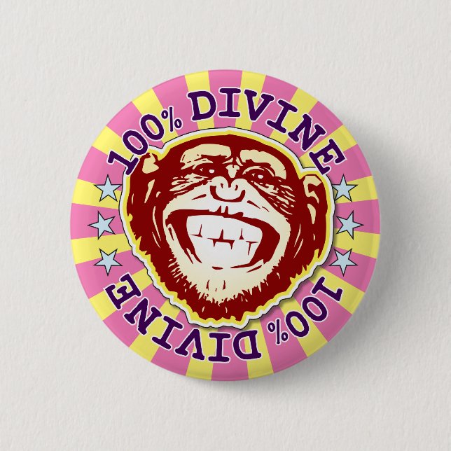 Divine 100% Funny Funky Monkey Badge Knapp (Framsida)