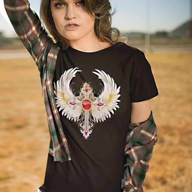 Divine Angel Winged Catholique Silver Kor T-Shirt (Skapare uppladdad)