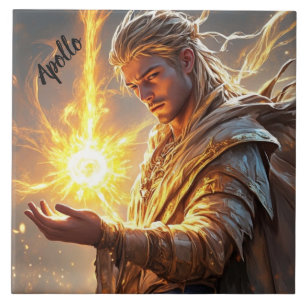 Divine Apollo God Sol och Light Altar Kakelplatta