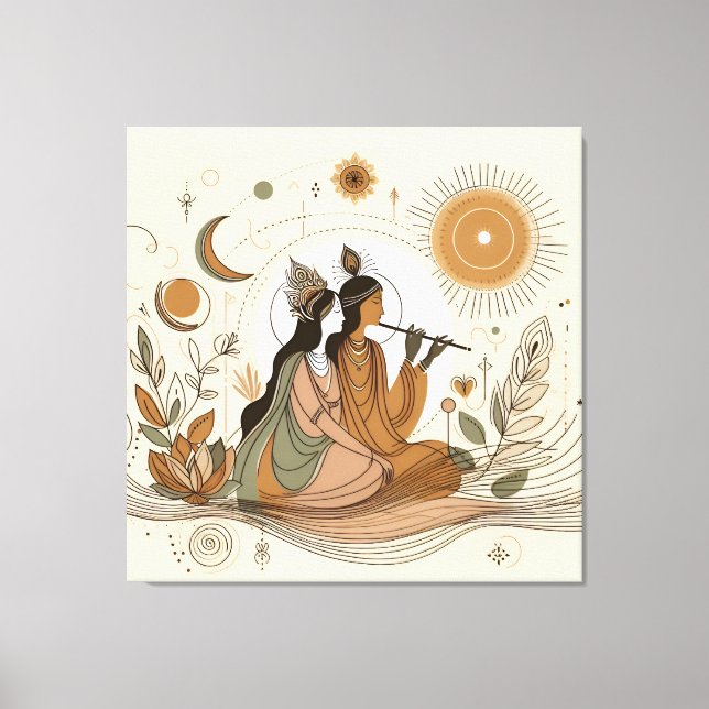Divine & Benice Radha Krishna Canvas Wall Art (Framsida)