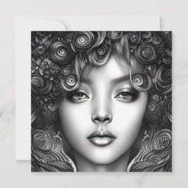 Divine Black Girl Digital Art Porträtt-platta kort