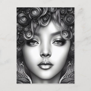 Divine Black Girl Digital Art Porträtt Vykort