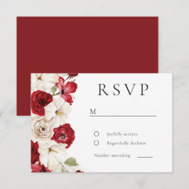 Divine Bloom: White & Red Gorgous Blommigt Bröllop OSA Kort