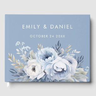 Divine Blue Gorgous Blommigt Bröllop Gästböcker