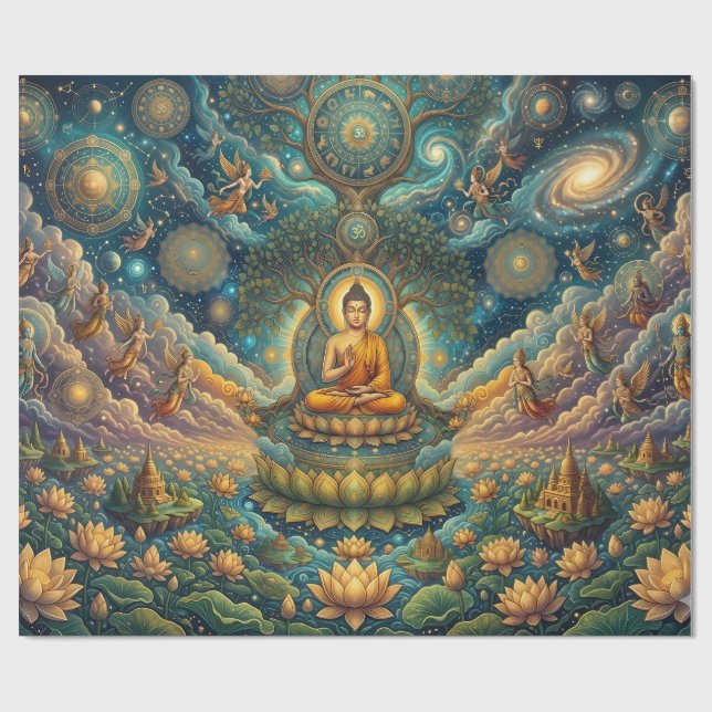 Divine Buddha i djup meditation Fint konstnärspapp Presentpapper (Platt)