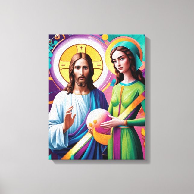 "Divine Connection": Jesus och martian kvinna Canvastryck (Framsida)