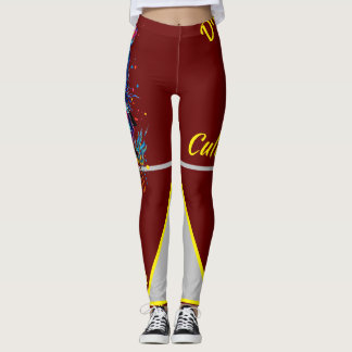 Divine Culture Big Cat Kisses Gult Clash Leggings