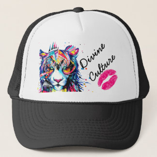 Divine Culture Neon Big Cat Graphic Snapback Hat Keps