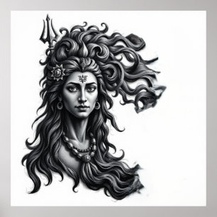 Divine Dance: Shiva Charcol Art Poster