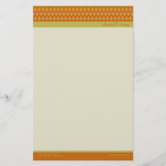 Divine Diamonds (tangerine) Customized Stationery Brevpapper