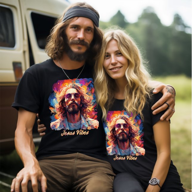 Divine Duality: Modern Hippie Psychedelic Jesus T Shirt (Jesus Vibes Modern Hippie
Colorful Pschedelic Trip Tee)