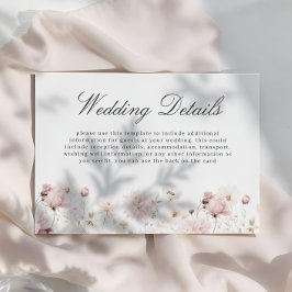 Divine Elegant Blush Garden Floral Wedding Details Tilläggskort