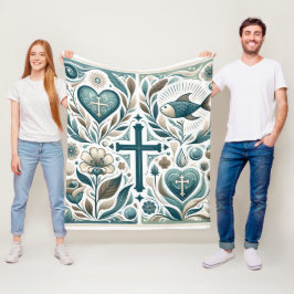 Divine Embrace Christian Symbol Fleecefilt