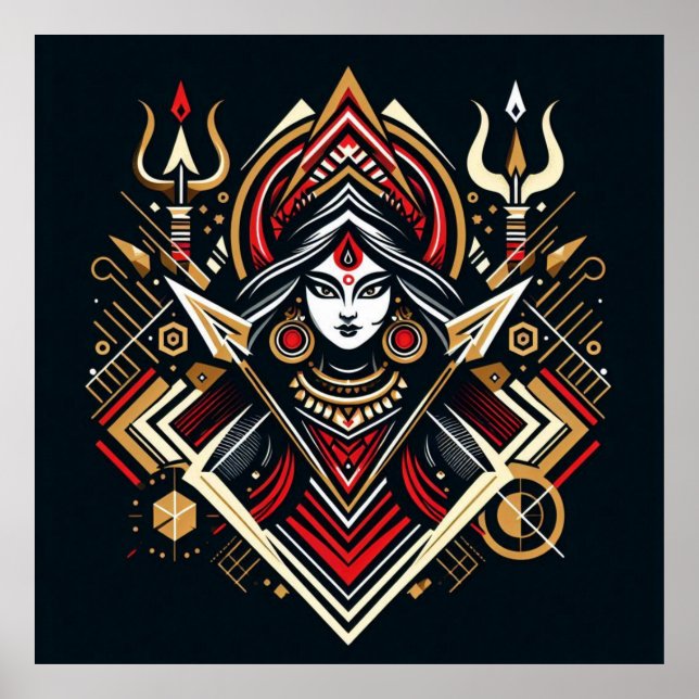 Divine Energy - Abstrakt Durga | Fraoula Poster (Framsidan)