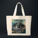 Divine Eye Jumbo Tote Bag Tygkasse<br><div class="desc">The All-Seeing Eye,  or Eye of Providence,  symbolizes divine omniscience,  protection,  and moral oversight,  representing a higher power that watches over humanity. This unique pattern was made by the polymer clay & mixed media artist Deborah K using AI.</div>
