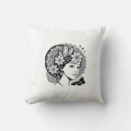 Divine Feminine Mandala Art Blommigt Crystal Godde Kudde