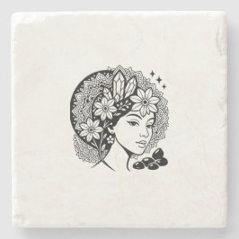 Divine Feminine Mandala Art Blommigt Crystal Godde Stenunderlägg