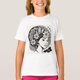 Divine Feminine Mandala Art Blommigt Crystal Godde T Shirt