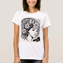 Divine Feminine Mandala Art Blommigt Crystal Godde T Shirt