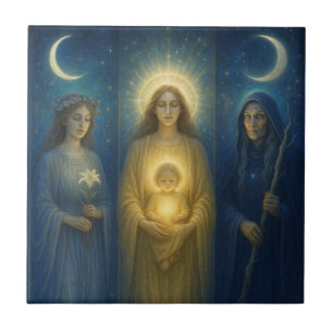 Divine Feminine Triptych Kakelplatta
