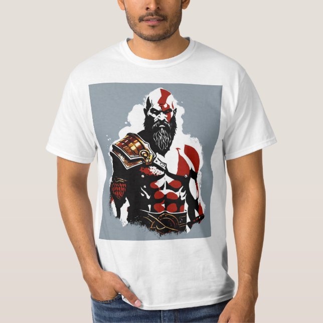 "Divine Fury: Unleash the God of Krig" T Shirt (Framsida)
