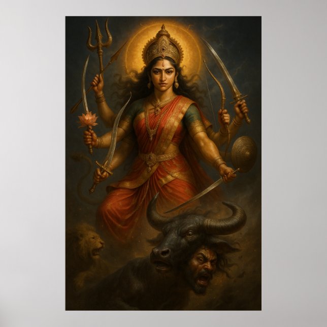 Divine Goddess Durga | Cosmic Warrior of Light Poster (Framsidan)