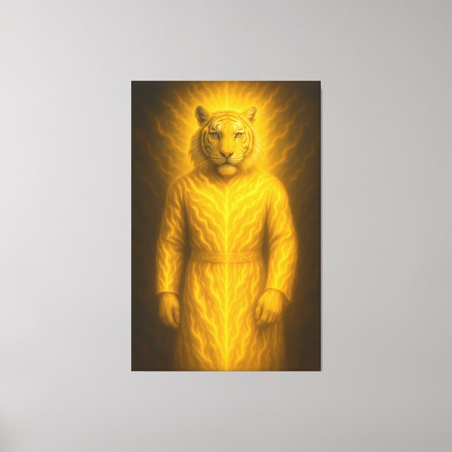 Divine Golden Tiger Guardian – Sacred Humanoid Spi Canvastryck (Framsida)