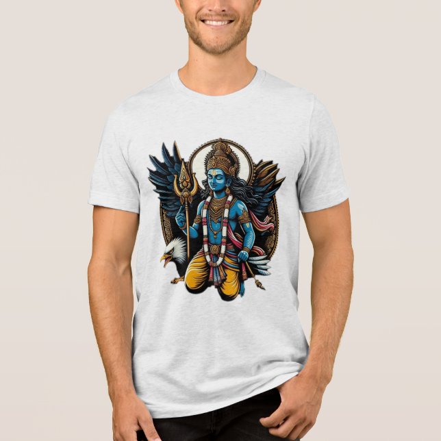 "Divine Guardian: Vishnu and Garuda" T Shirt (Framsida)