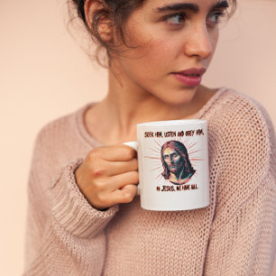 Divine Guidance: Seek, Lyssna, Obey Kaffemugg