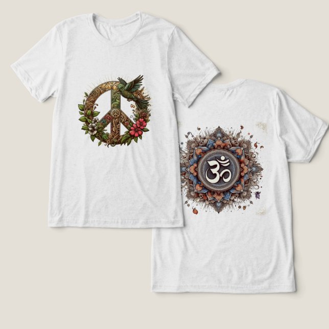 Divine Harmony ॐ Mandala T Shirt (Design fram och bak)