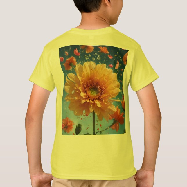 : "Divine Harmony: Lord Krishna & Blossoming Grace T Shirt (Baksida)