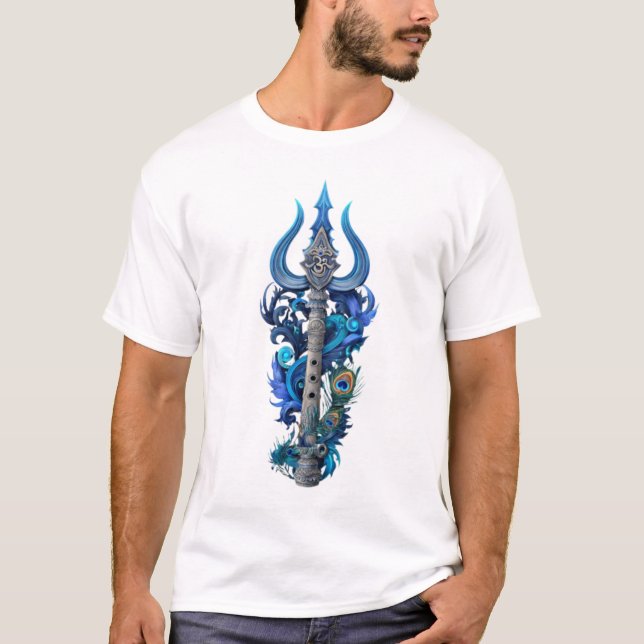 Divine Harmony: Shiva-Krishna Spiritual Fusion Tee (Framsida)