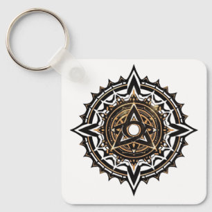 Divine Helig Mandala - Black & Guld Trishul Nyckelring
