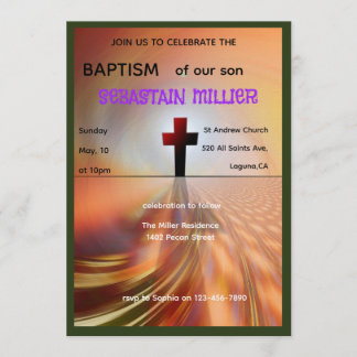 Divine Horizon Abstract Cross Baptism Invite Inbjudningar