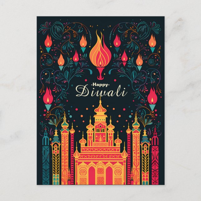 Divine Illumination: A Diwali Firande Helg Vykort (Framsida)