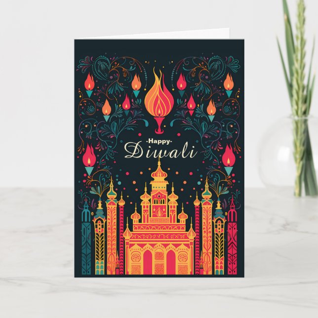 Divine Illumination: A Diwali Firande Helgkort (Framsida)