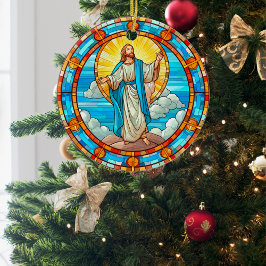 Divine Jesus har fastnat i Glass jul Julgransprydnad Keramik