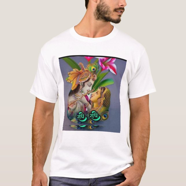 "Divine Kärlek - Radha Krishna Art Tee (Framsida)