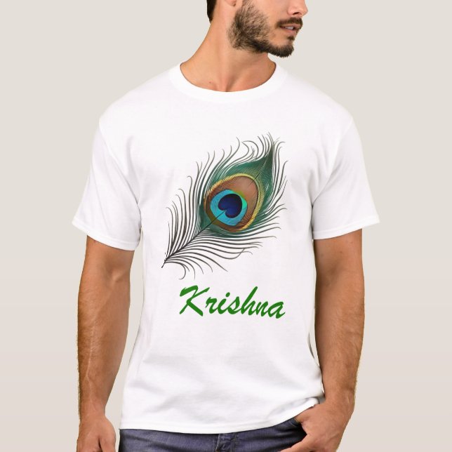 Divine Krishna Peacock Feather T-Shirt Design! (Framsida)