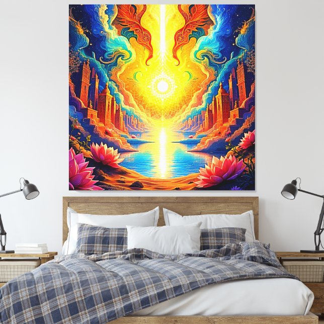 Divine Light City Awakening Canvastryck (Insitu (sovrum))