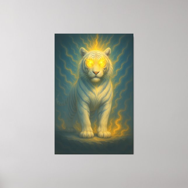 Divine Light-Eyed White Tiger | ManJiangHong Fine  Canvastryck (Framsida)