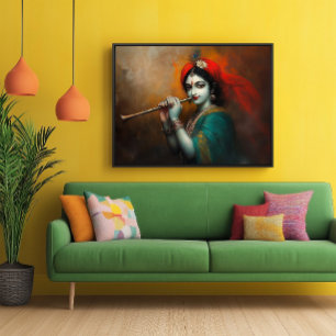 Divine Lord Krishna Baroque Antique Stil Poster