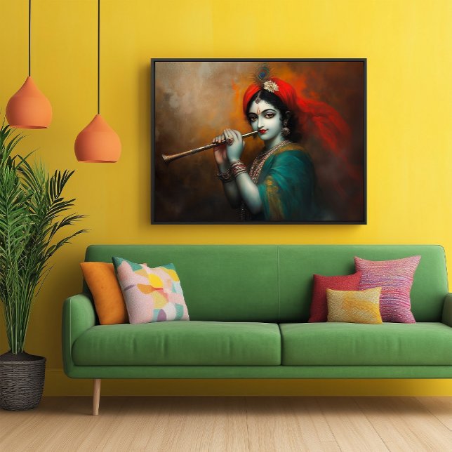Divine Lord Krishna Baroque Antique Stil Poster (Skapare uppladdad)